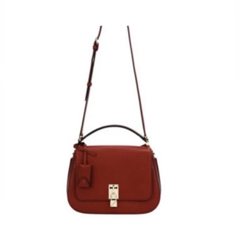 Valentino GARAVANI Joylock Leather Crossbody Messenger Bag, in deep red
